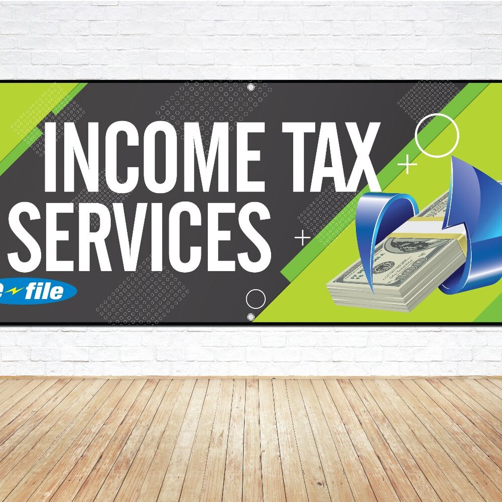 INCOME TAX SERVICES Generic Vinyl Banner 5ft Sign E-File Business Office Signage